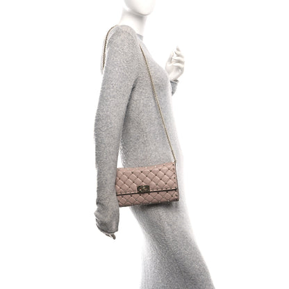 Valentino Garavani Lambskin Rockstud Spike Wallet on Chain Poudre 2 of 11