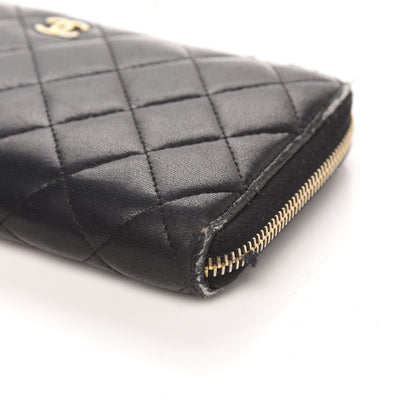 Chanel Lambskin Quilted Large Gusset Zip Around Wallet Black 10 of 15