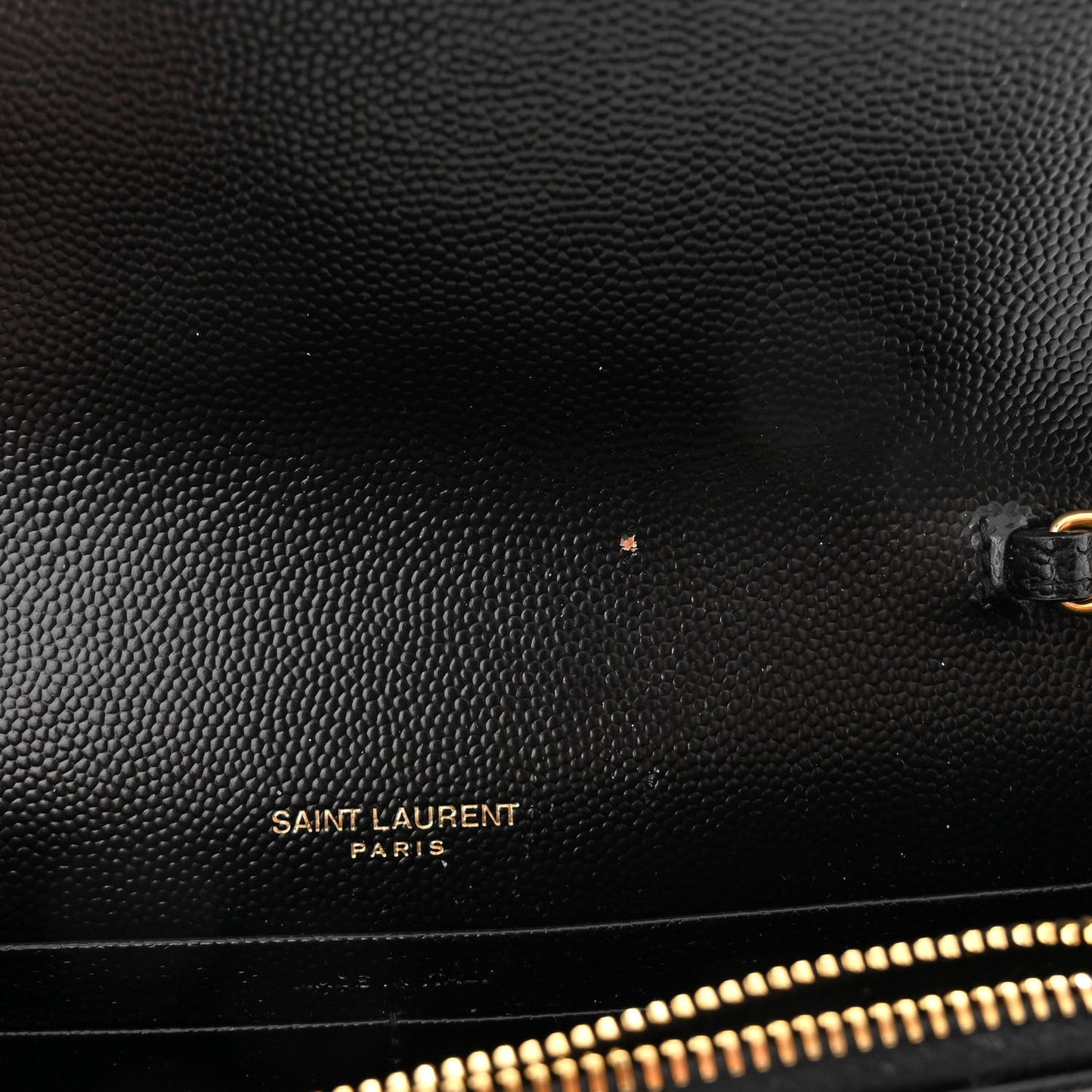 Grain De Poudre Matelasse Chevron Monogram Envelope Chain Wallet Black