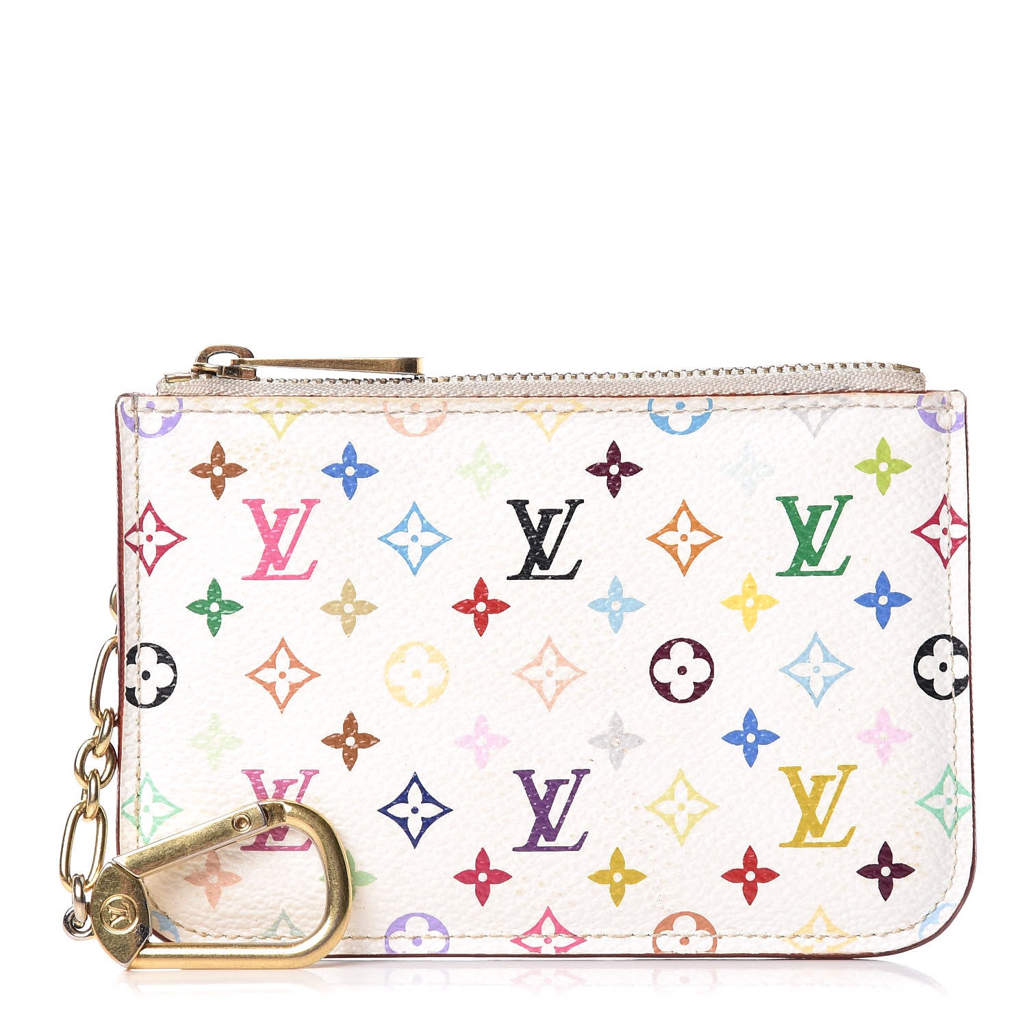 Louis Vuitton Monogram Multicolor Key Pouch White Litchi 1 of 14