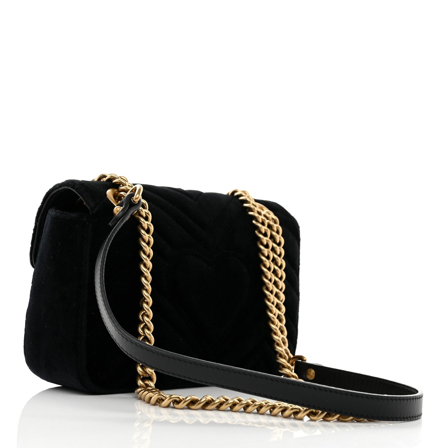 Velvet Matelasse Embroidered Mini GG Marmont Shoulder Bag Black