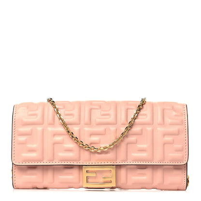 Fendi Nappa Matisse FF Embossed Continental Wallet On Chain Light Pink 1 of 10