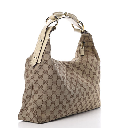 Gucci Monogram Medium Horsebit Chain Hobo Off White 2 of 13