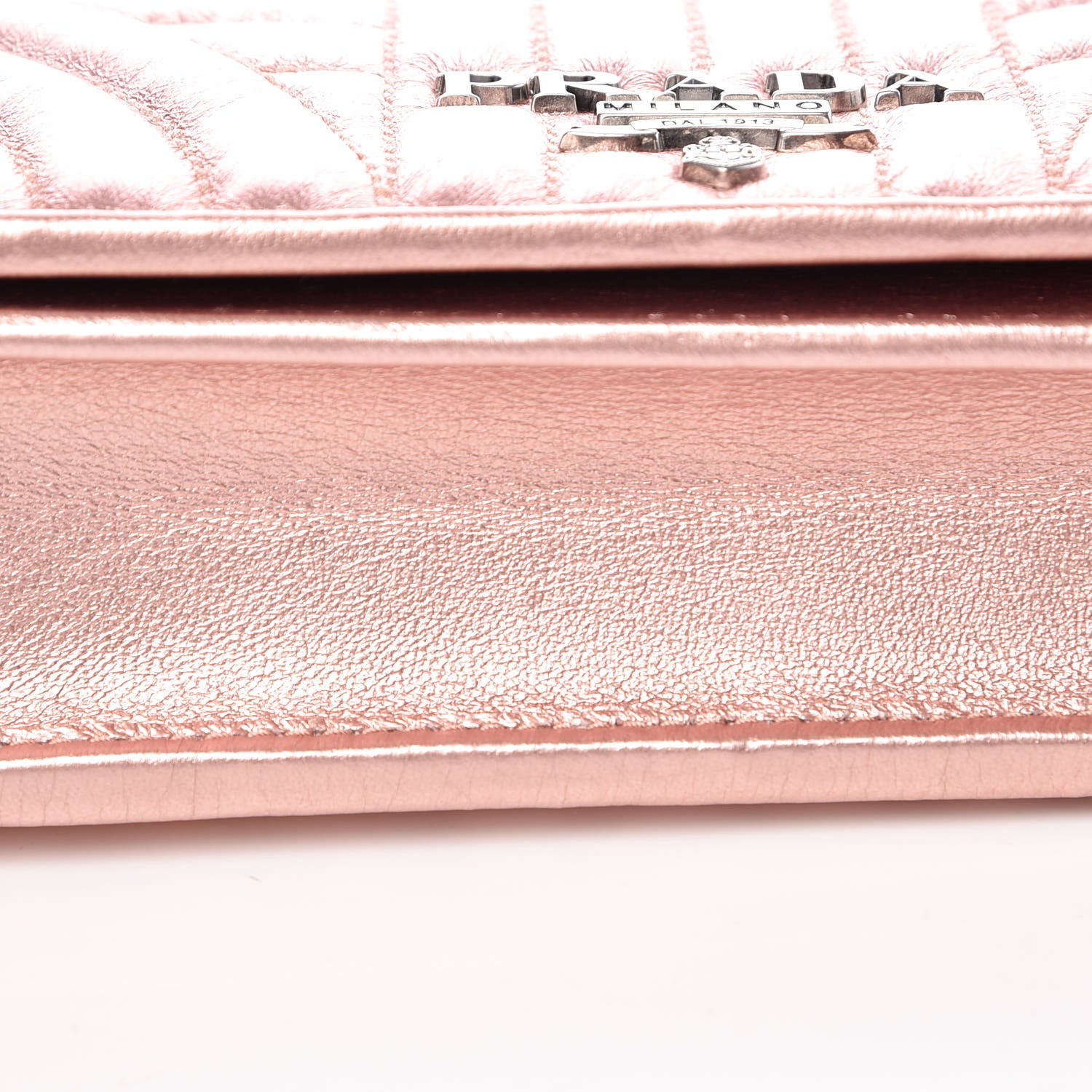 Prada Metallic Nappa Mini Impunture Diagramme Chain Crossbody Bag Rosa Mordore 10 of 12