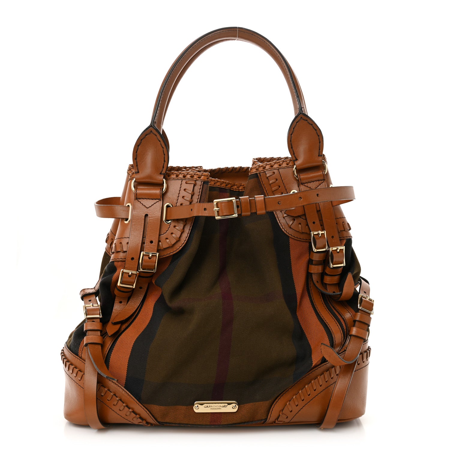 Burberry Bridle Calfskin House Check Whipstitch Tote 1 of 14