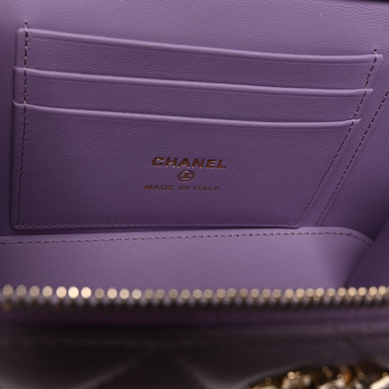 Chanel Lambskin Quilted Baguette Crystal Top Handle Vanity Case With Chain Purple 13 of 23