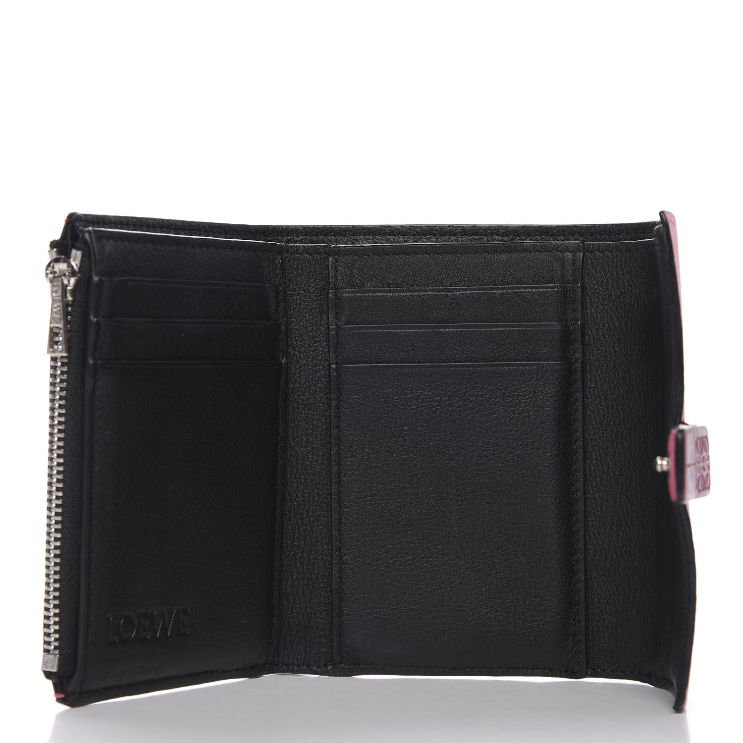 Loewe Grained Calfskin Compact Zip Wallet Wild Rose Raspberry 5 of 9