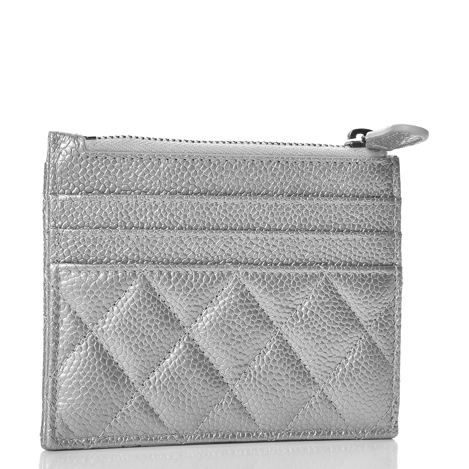 Chanel Metallic Caviar Quilted Card Holder Silver 3 of 7