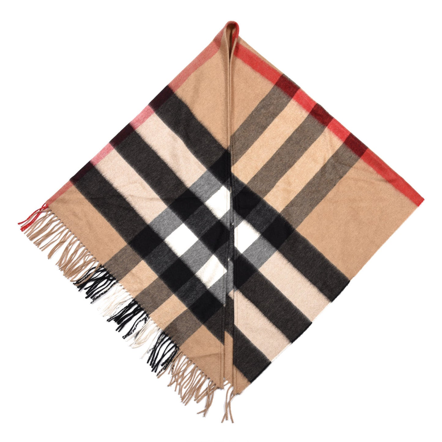 Cashmere Check Triangle Bandana Scarf Camel