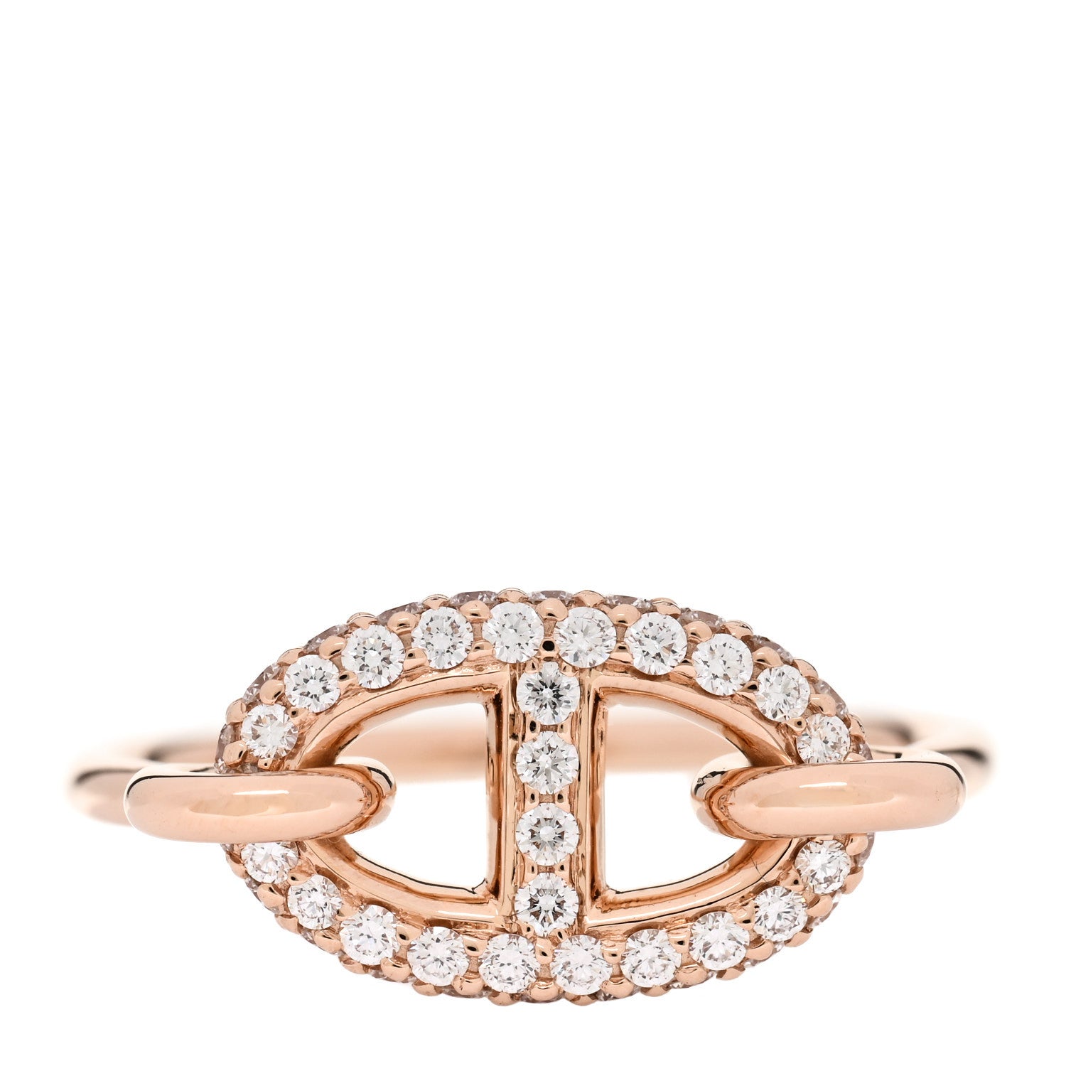 Hermes 18K Rose Gold Diamond Farandole Ring 52 6 1 of 5