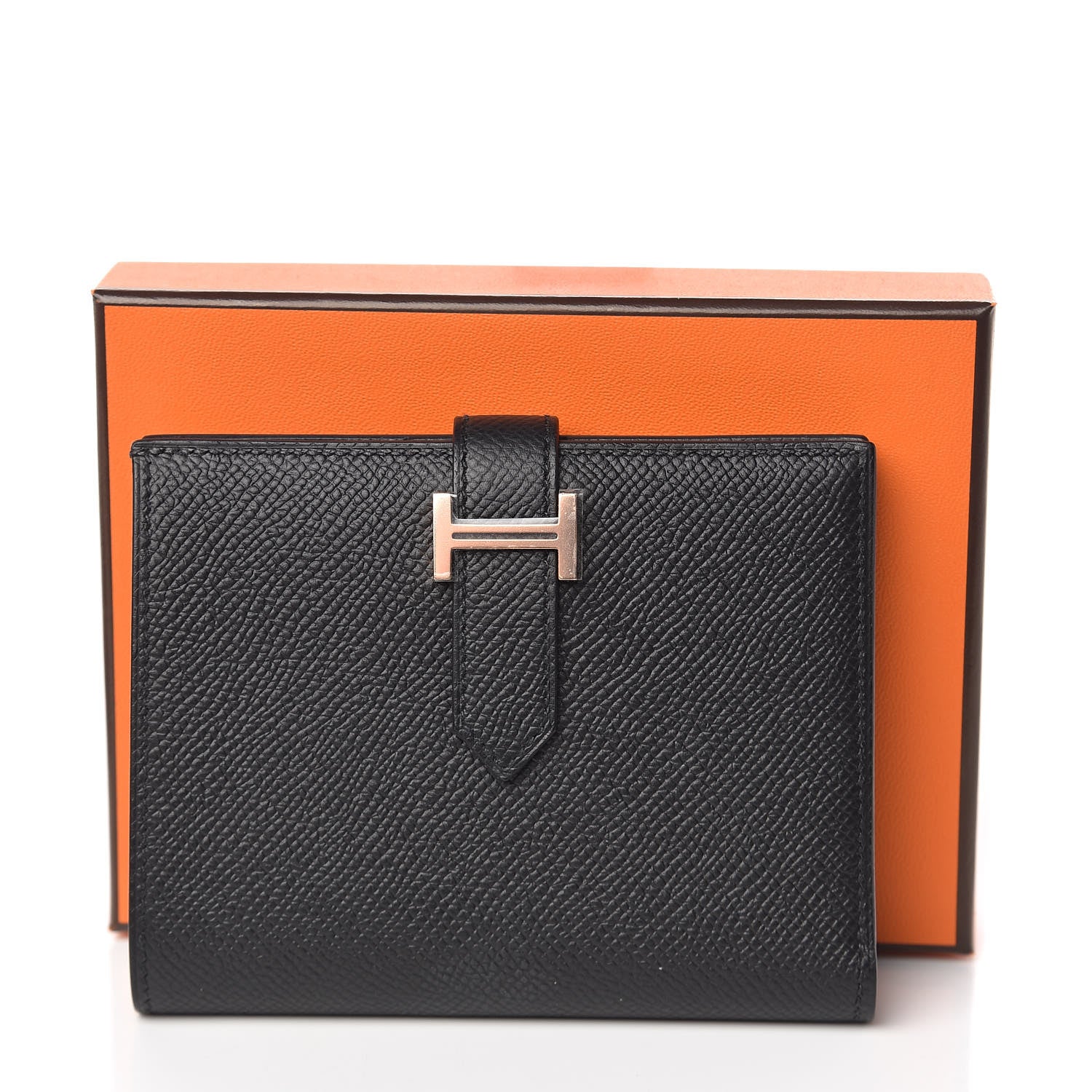 Hermes Epsom Bearn Compact Wallet Black 8 of 8