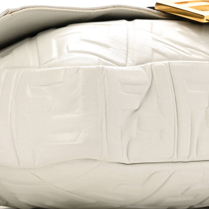 Fendi Nappa FF 1974 Embossed Large Baguette White 10 of 12