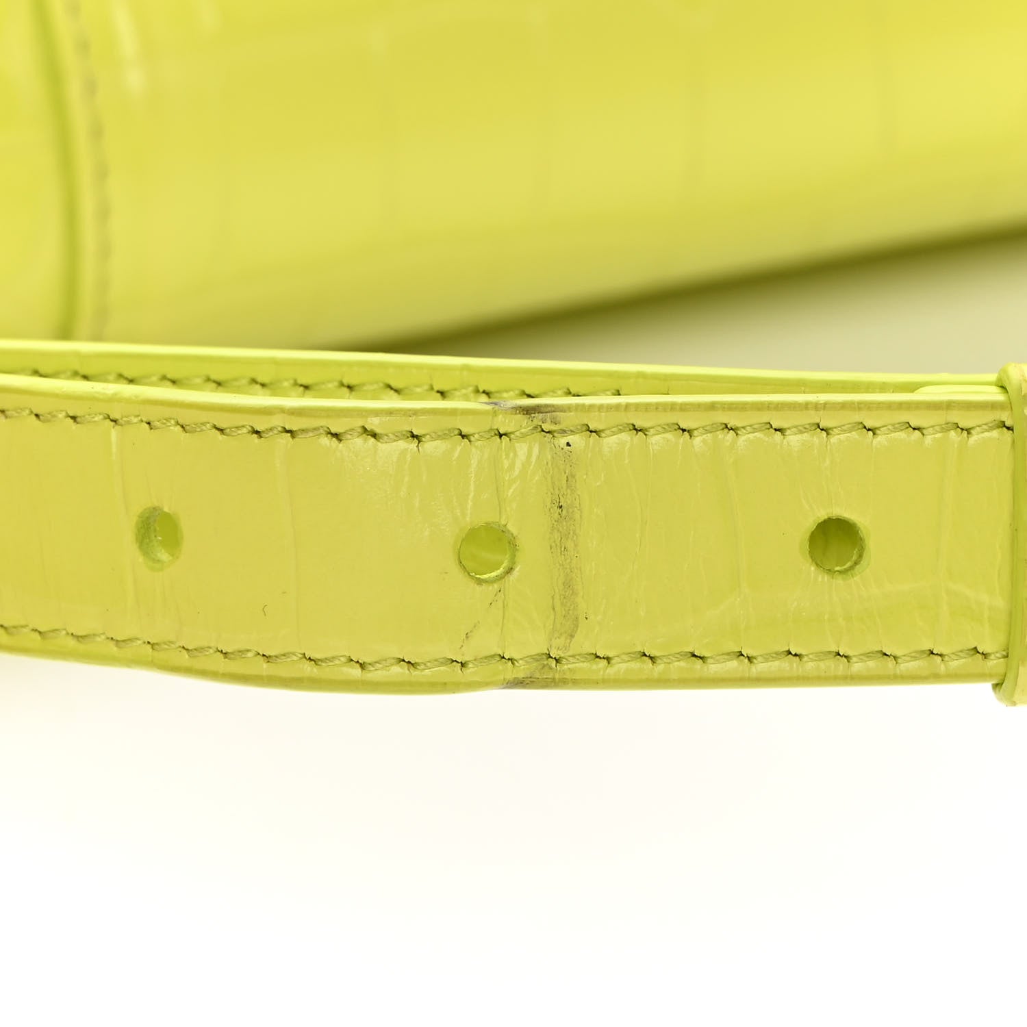 Balenciaga Shiny Calfskin Crocodile Embossed Small Hourglass Sling Shoulder Bag Lime 15 of 15