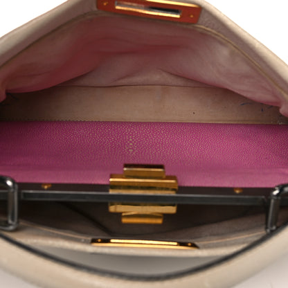 Fendi Goatskin Stingray Medium Peekaboo Iconic Satchel White Pink 5 of 31