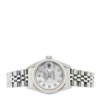 Rolex Stainless Steel 18K White Gold Diamond Mother of Pearl 26mm Oyster Perpetual Datejust Watch 79174 2 of 4