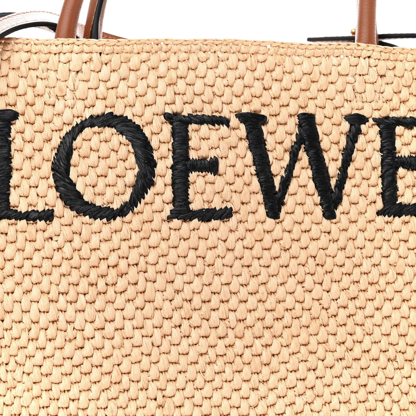 Raffia Calfskin Standard A4 Tote Bag Natural Black