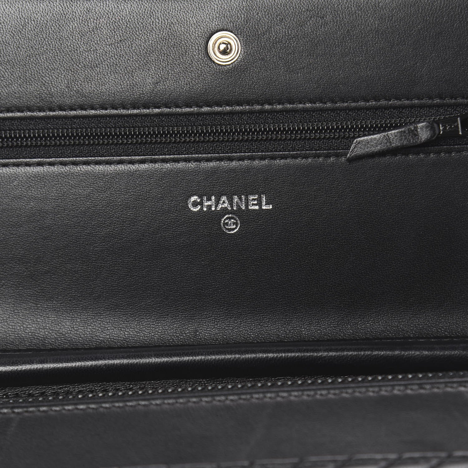 Chanel Lambskin Chevron Quilted Wallet On Chain WOC So Black 6 of 14
