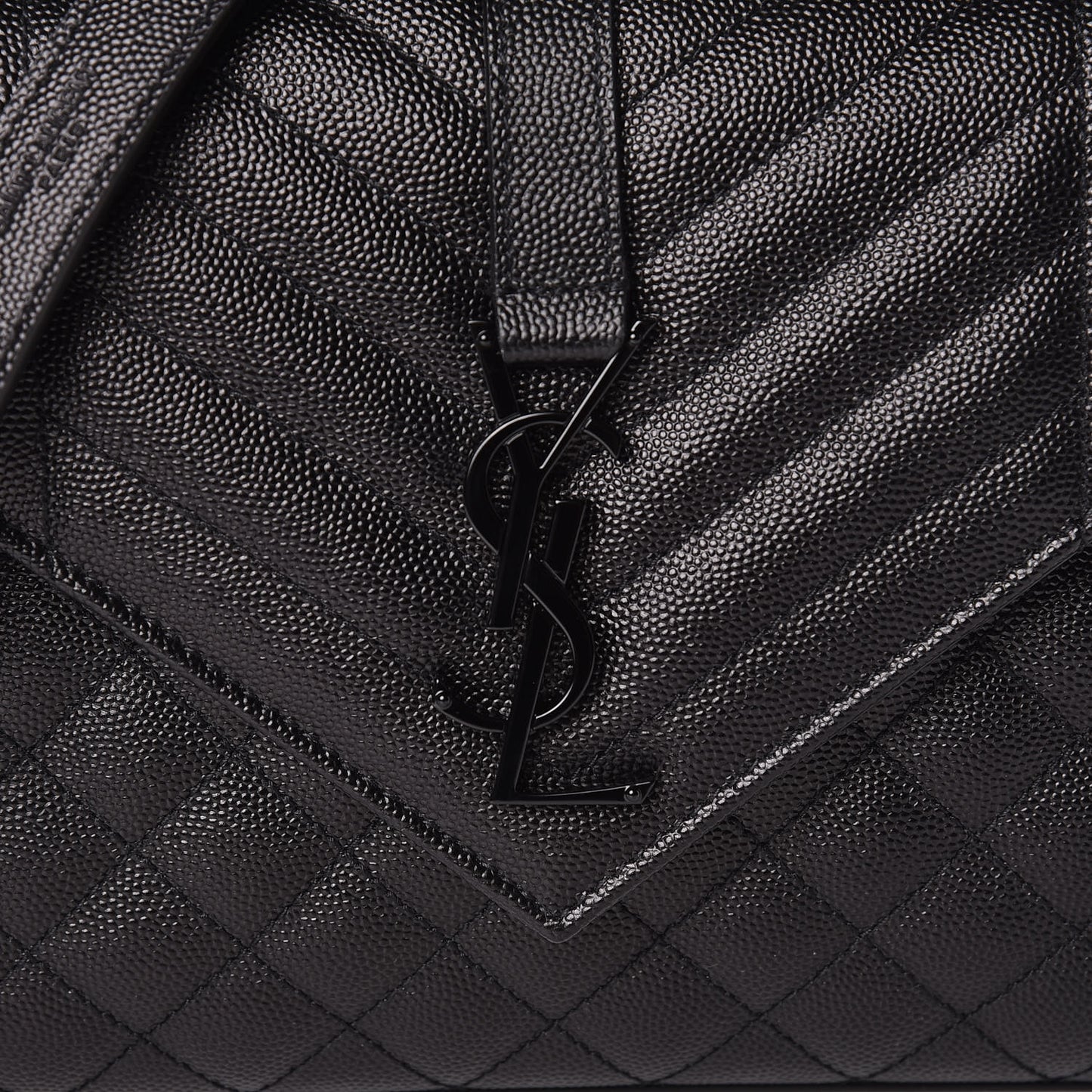 Grain De Poudre Textured Mixed Matelasse Triquilt Medium Monogram Satchel Black