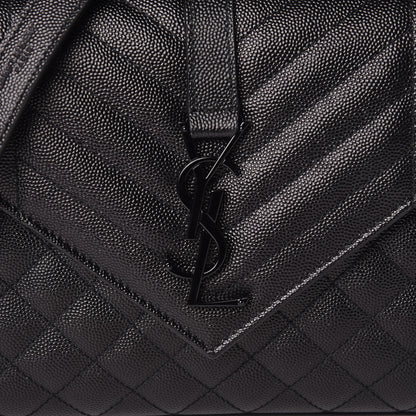 Saint Laurent Grain De Poudre Textured Mixed Matelasse Triquilt Medium Monogram Satchel Black 9 of 11