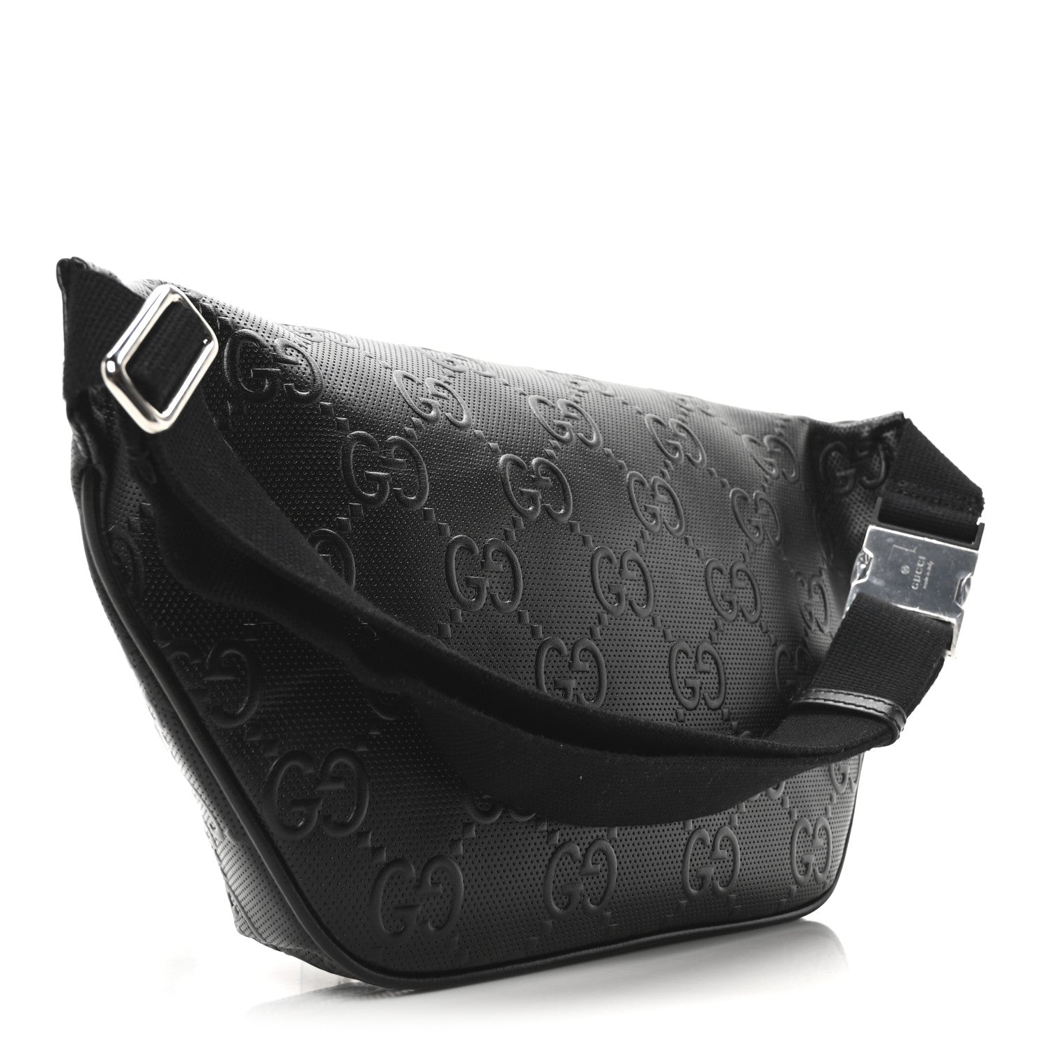 Gucci Calfskin GG Tennis Embossed Pocket Belt Bag Black 3 of 10