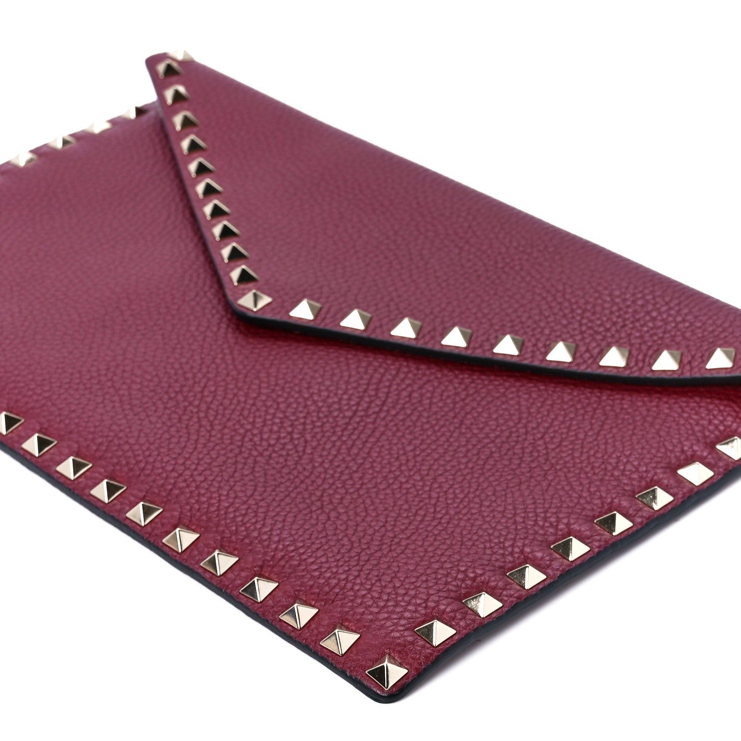 Valentino Garavani Pebbled Calfskin Large Rockstud Envelope Clutch Cerise 11 of 12