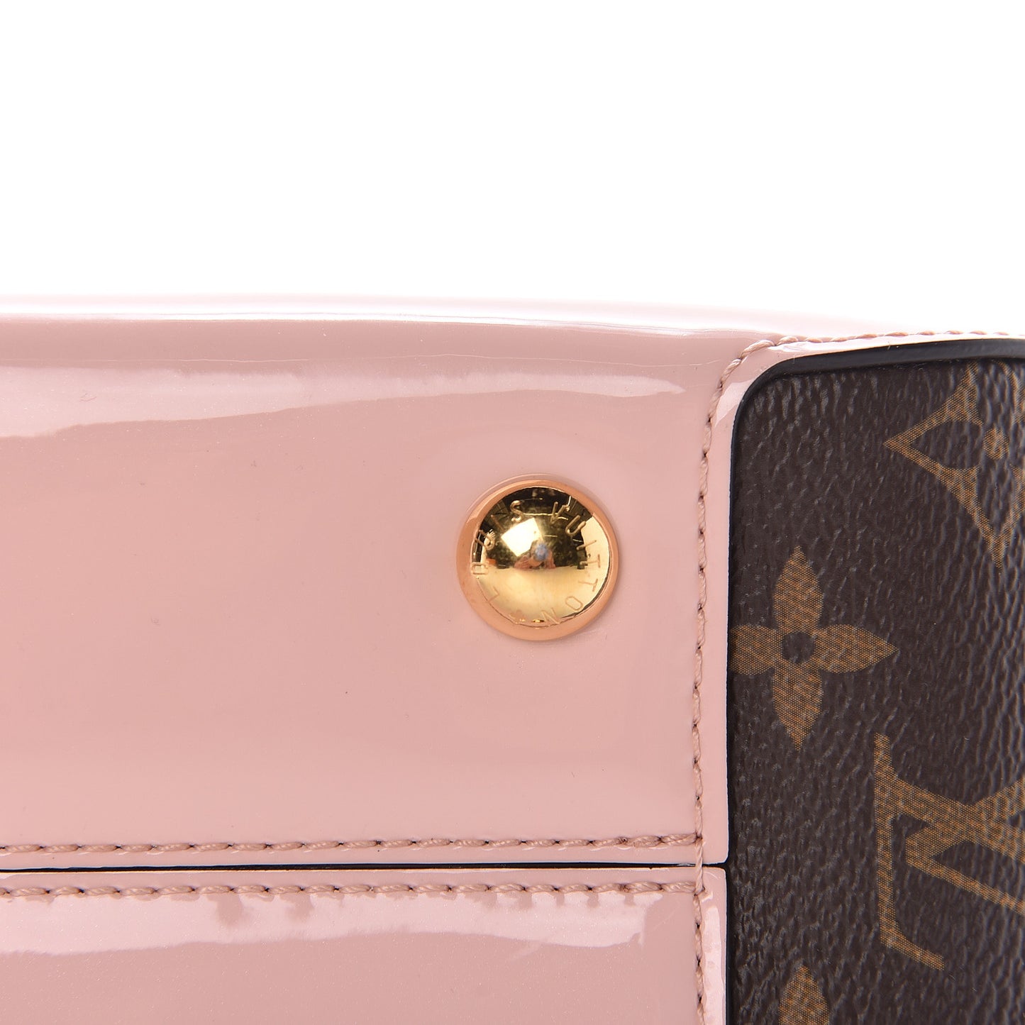 Patent Calfskin Monogram Cherrywood PM Rose Ballerine
