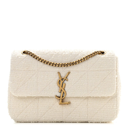 Saint Laurent Boucle Tweed Patchwork Monogram Medium Jamie Baguette Craie 1 of 12