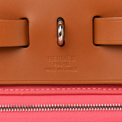Hermes Vache Hunter Toile Herbag Zip 31 PM Rose Azalee Natural 6 of 12