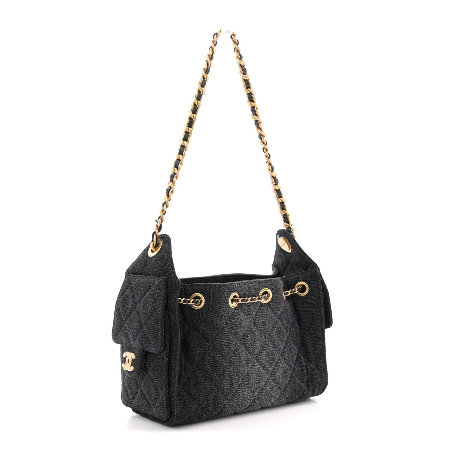 Chanel Washed Denim Quilted Mini Chanel 25 Handbag Black 3 of 11