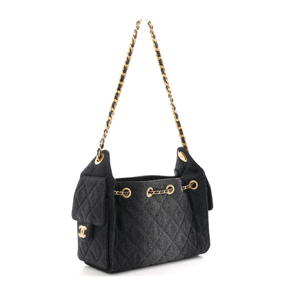 Chanel Washed Denim Quilted Mini Chanel 25 Handbag Black 3 of 11