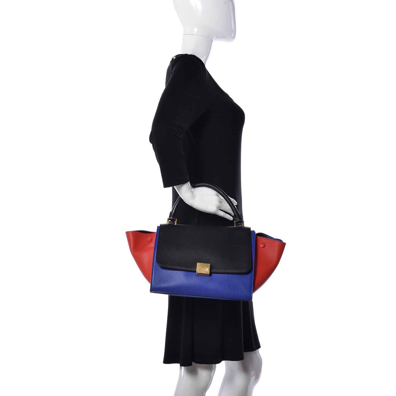 Celine Smooth Calfskin Small Tri-Color Trapeze Black 3 of 9