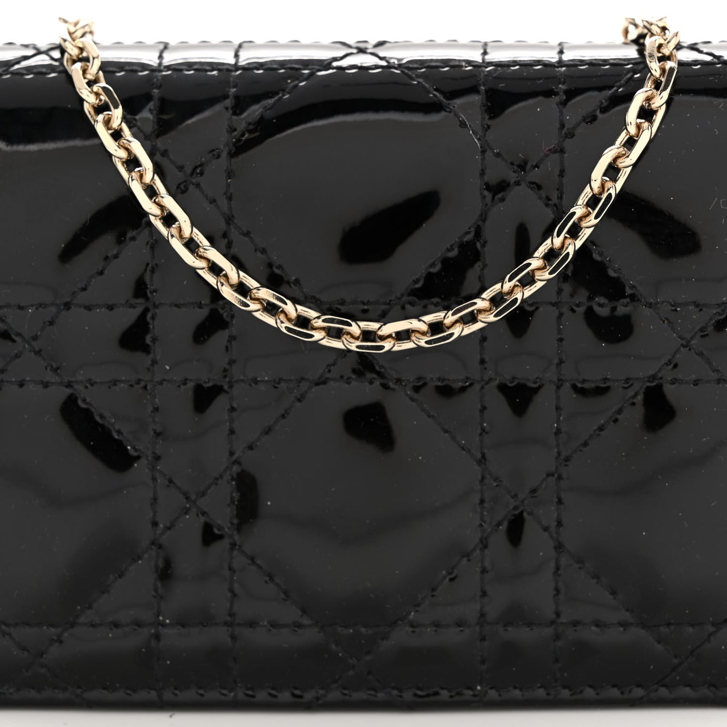 Patent Cannage Nano Lady Dior Card Holder Black