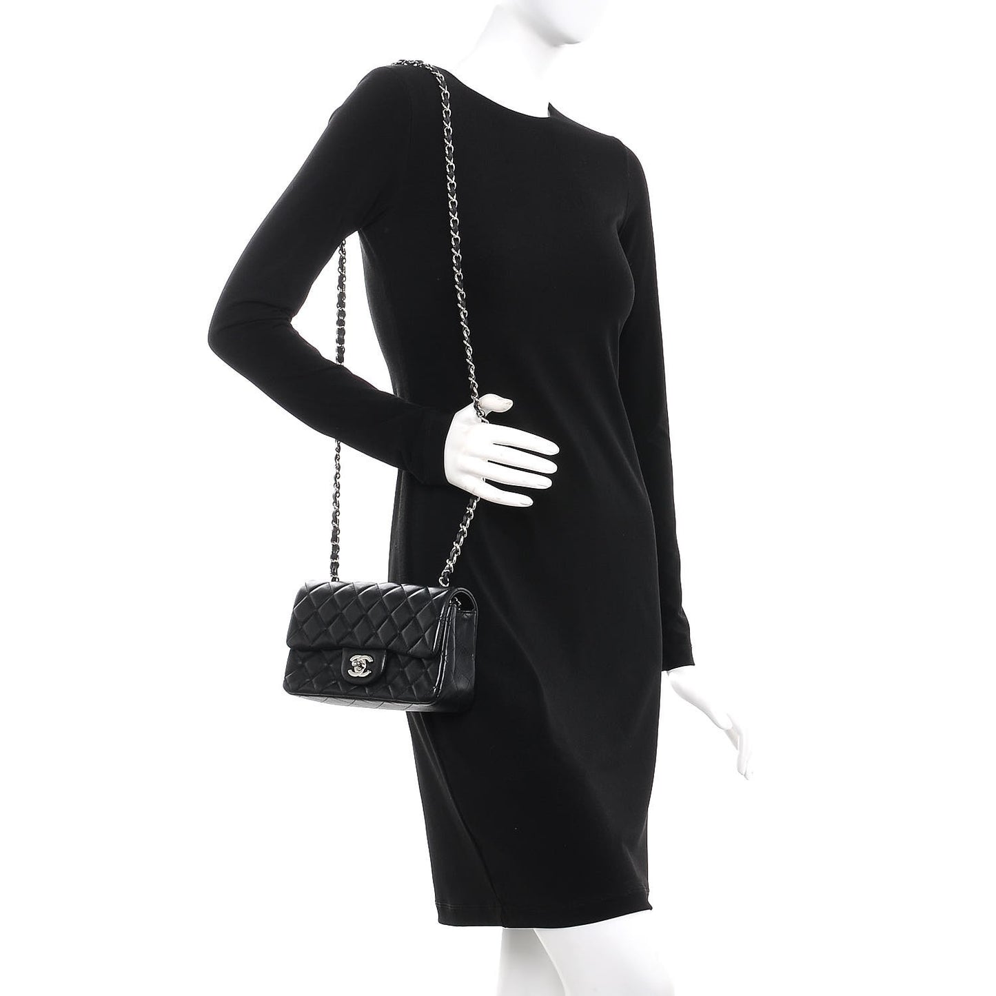 Lambskin Quilted Mini Rectangular Flap Black
