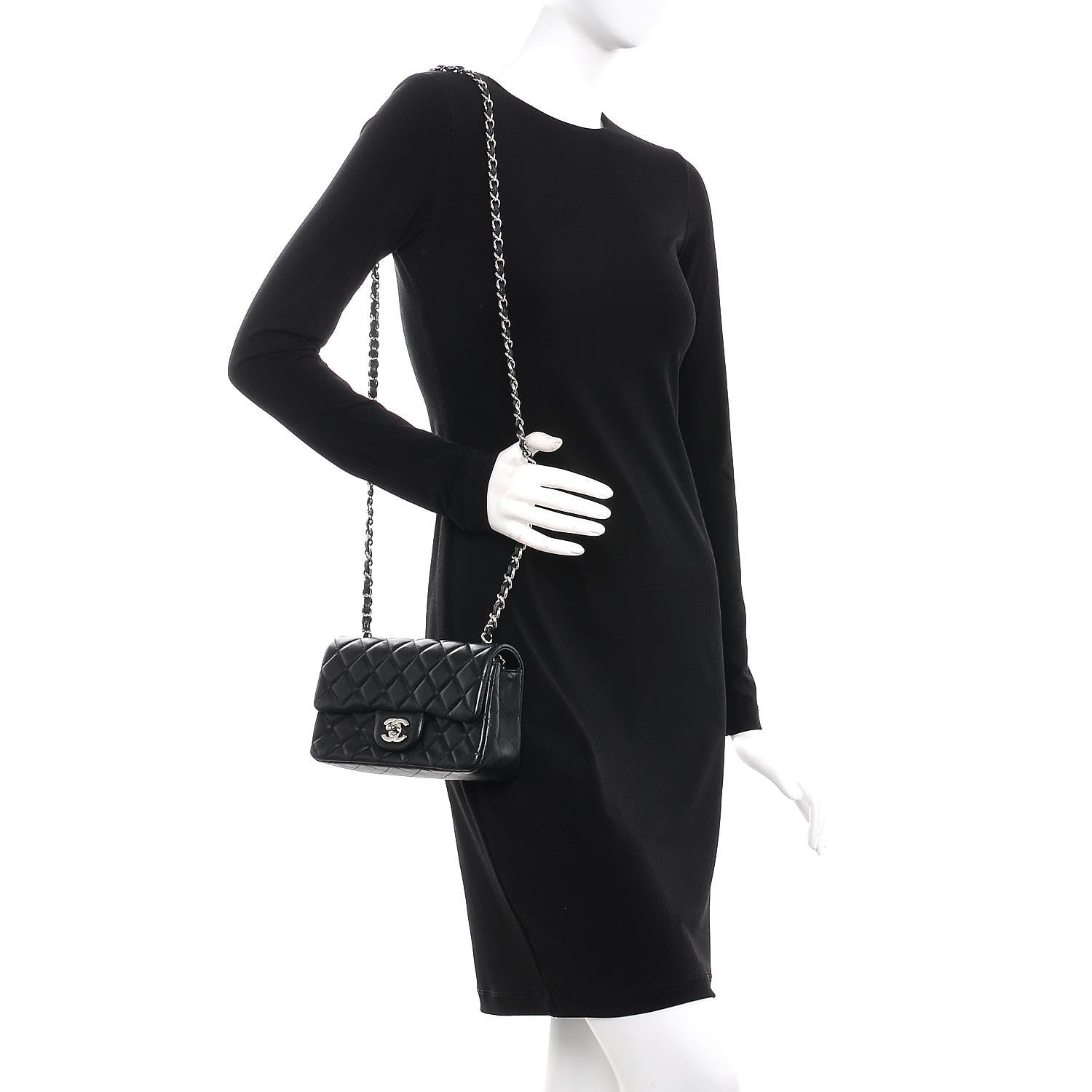 Chanel Lambskin Quilted Mini Rectangular Flap Black 2 of 8