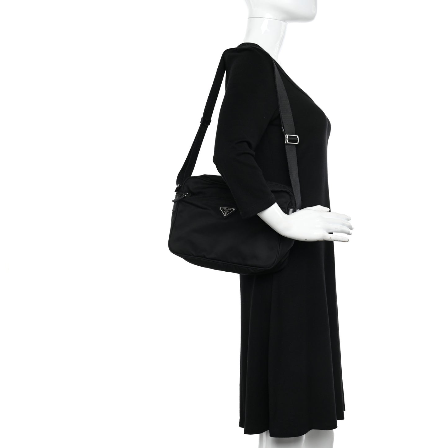 Nylon Tessuto Vela Crossbody Bag Black