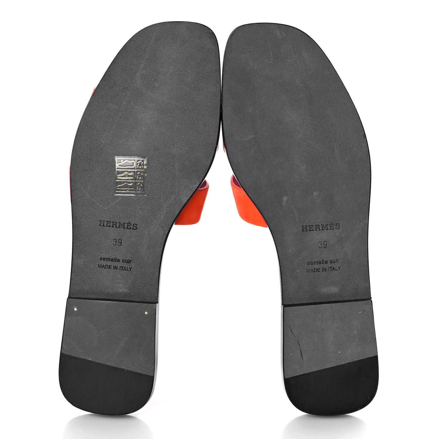Hermes Suede Goatskin Oran Sandals 39 Orange Synthetique 6 of 13
