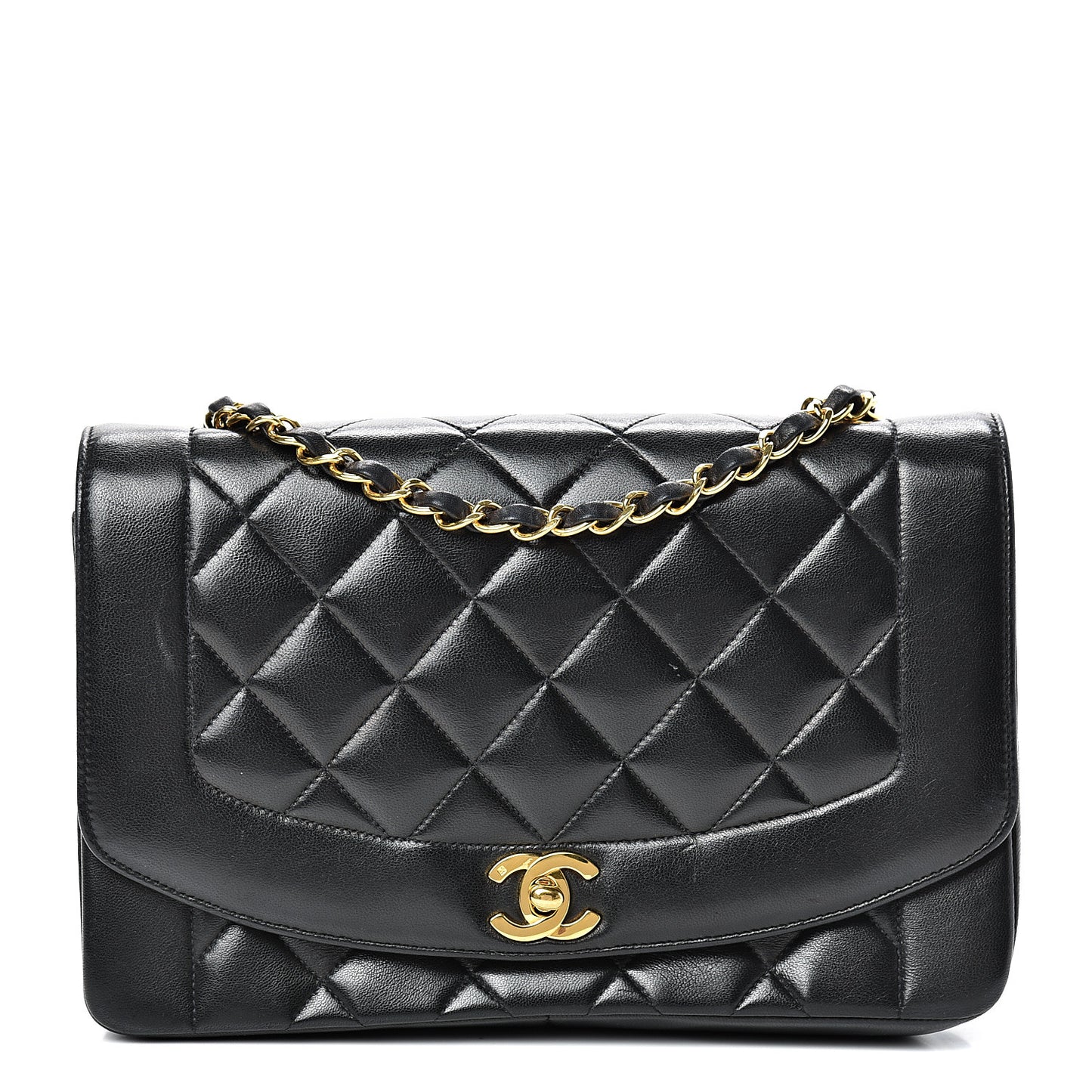 Lambskin Quilted Medium Single Flap Black