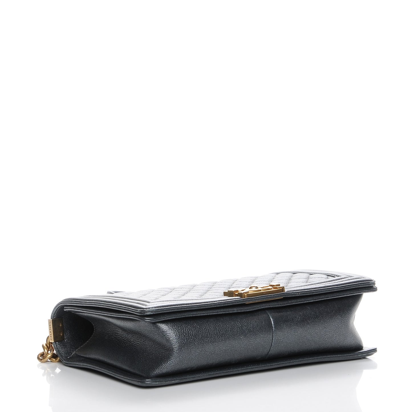 Metallic Calfskin Quilted New Medium Boy Flap Dark Grey
