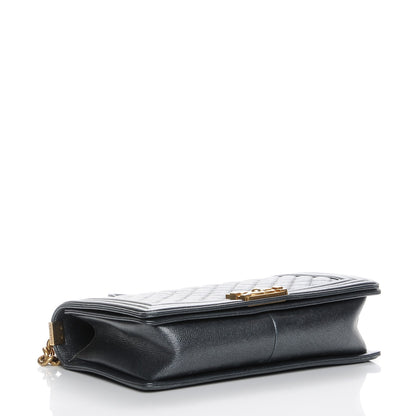 Chanel Metallic Calfskin Quilted New Medium Boy Flap Dark Grey 4 of 8