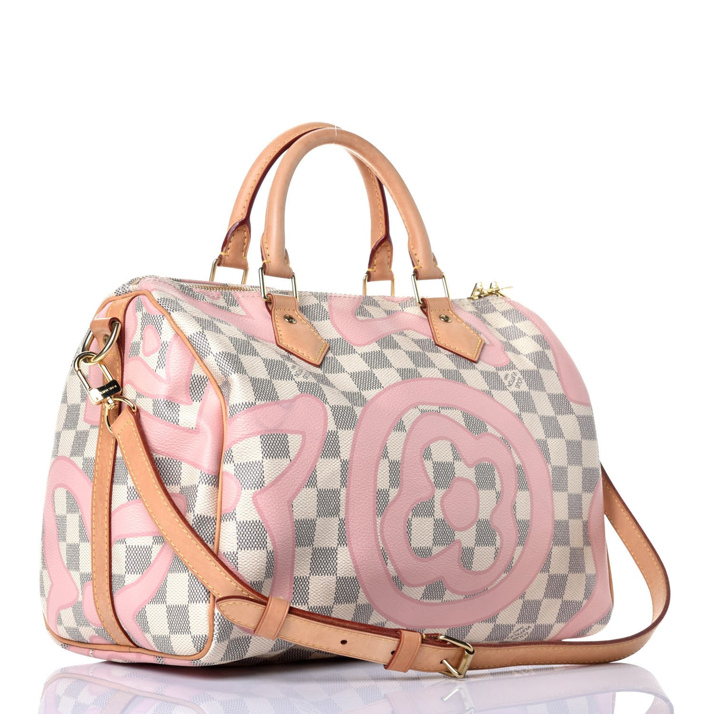 Damier Azur Tahitienne Speedy Bandouliere 30 Rose Ballerine
