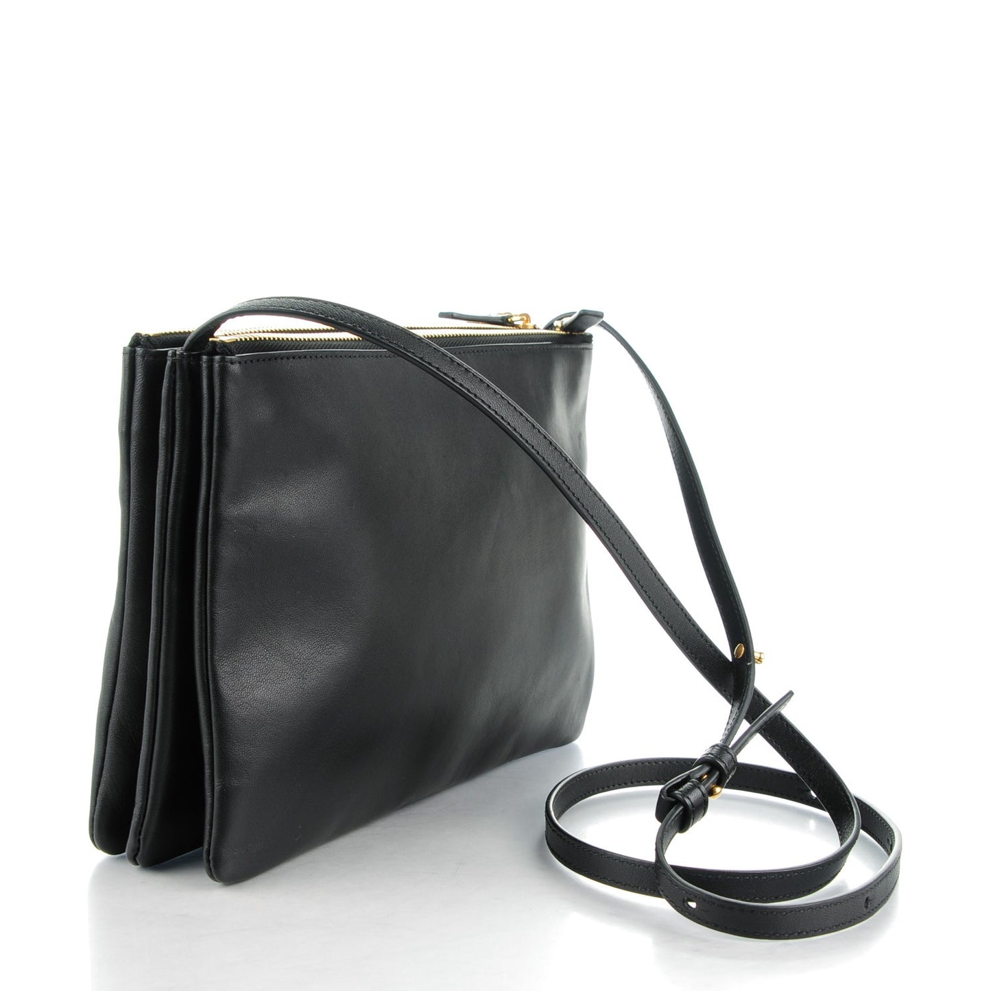 Lambskin Large Trio Crossbody Bag Black