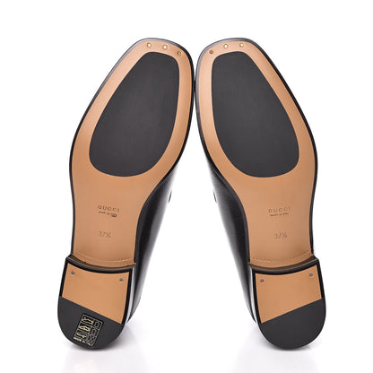 Gucci Goatskin Womens Horsebit Mid-Heel Loafers 37.5 Black 5 of 11