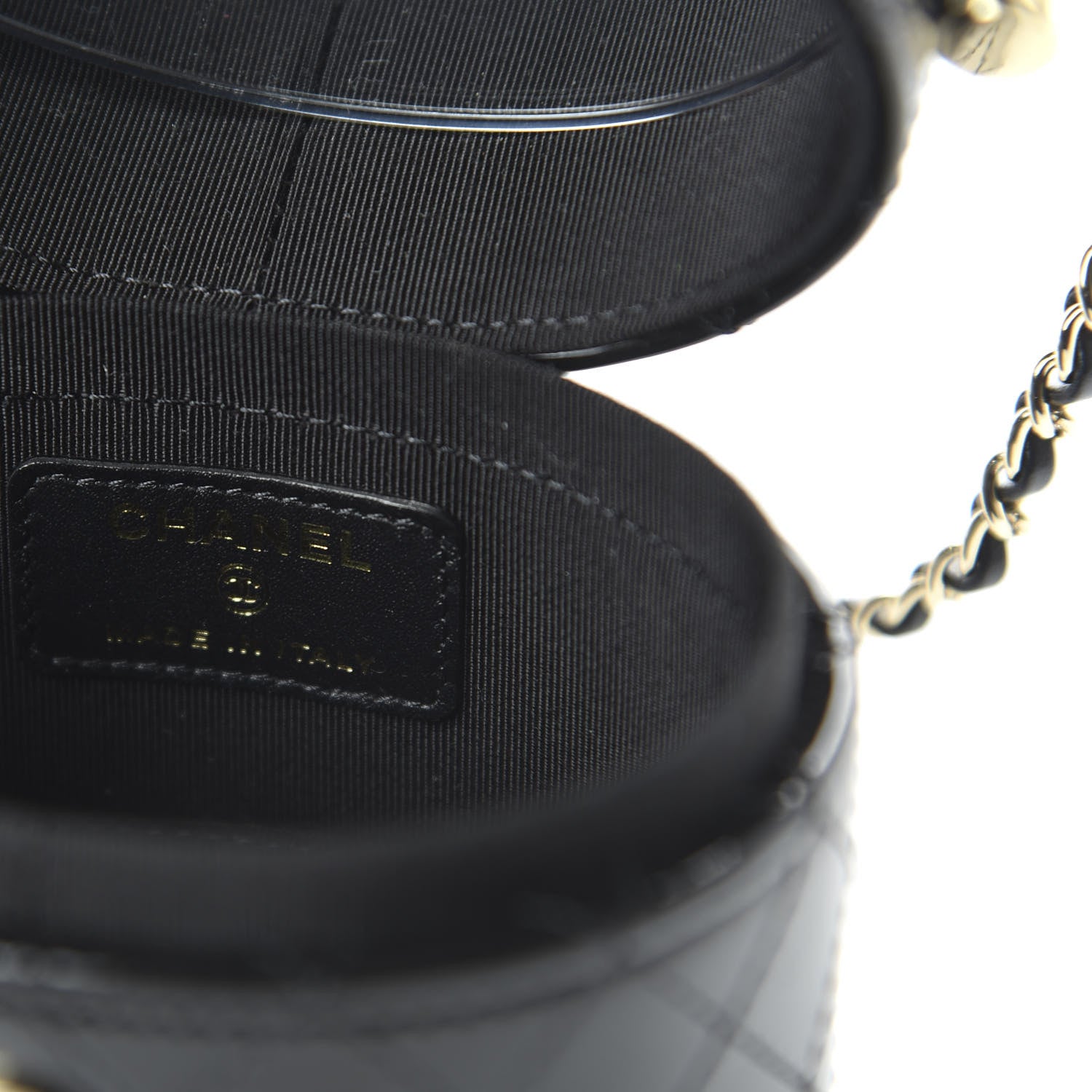 Chanel Patent Quilted Round Mini Vanity With Chain Black 8 of 11
