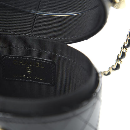 Chanel Patent Quilted Round Mini Vanity With Chain Black 8 of 11