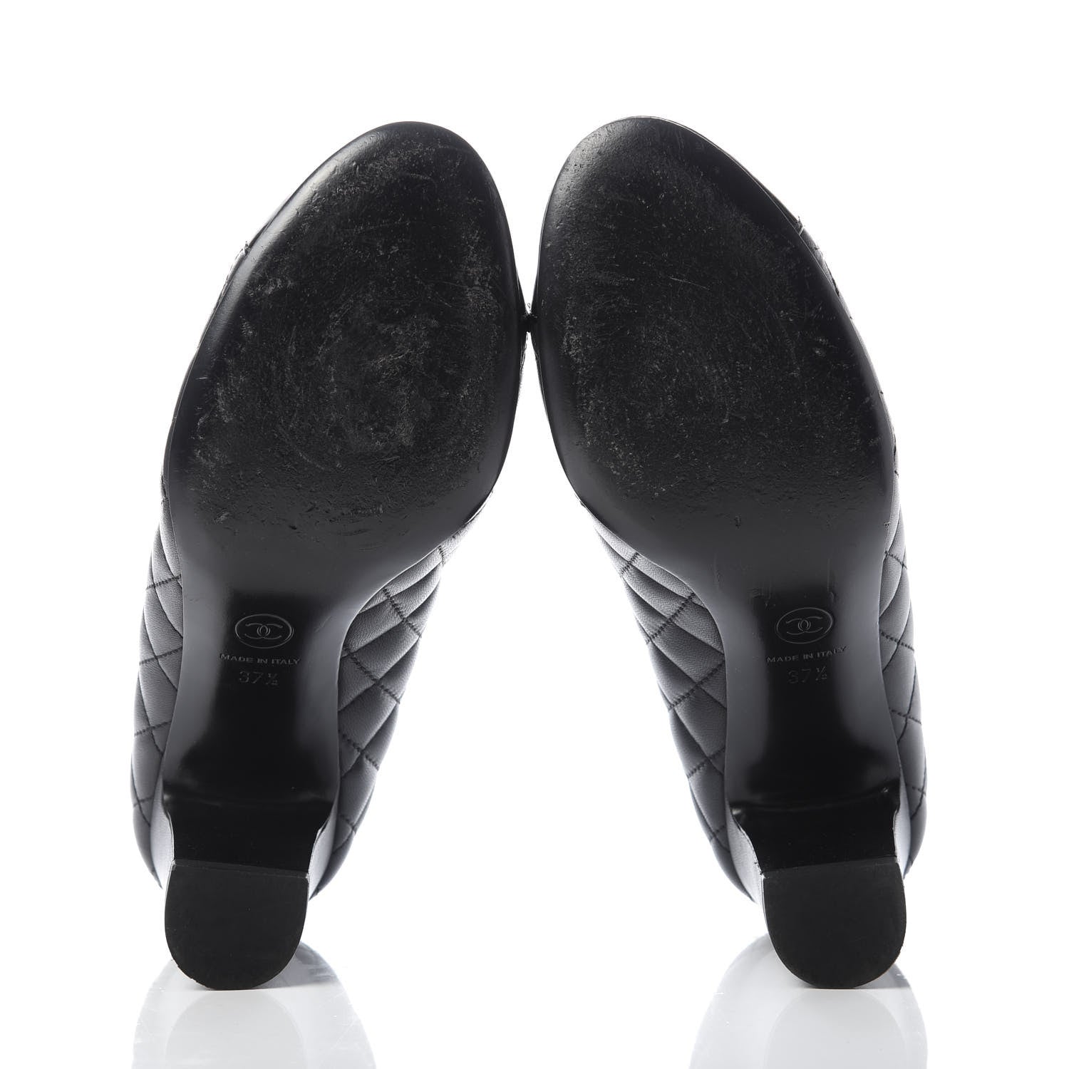 Chanel Lambskin Patent Cap Toe Chain Pumps 37.5 Black 5 of 10