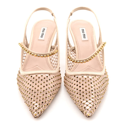 Miu Miu Crystal Mesh PVC Pumps 38.5 Beige 3 of 8