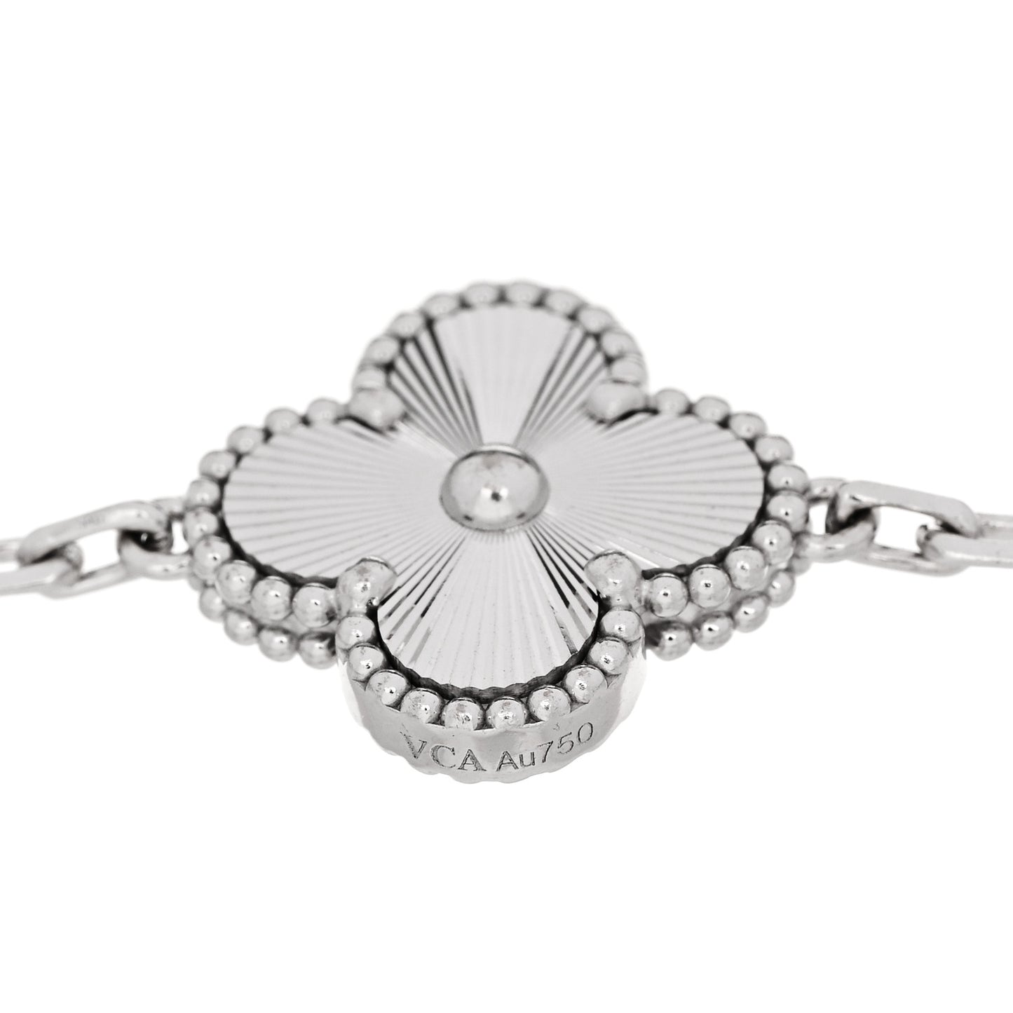 18K White Gold 5 Motifs Guilloche Vintage Alhambra Bracelet