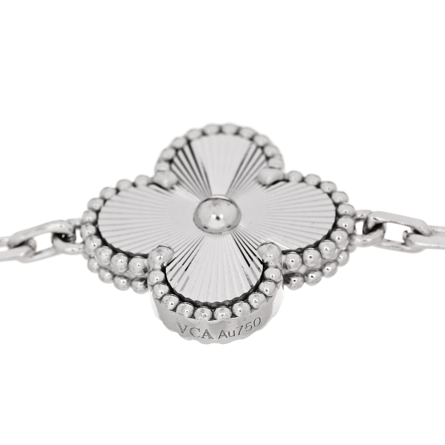 Van Cleef & Arpels 18K White Gold 5 Motifs Guilloche Vintage Alhambra Bracelet 4 of 5