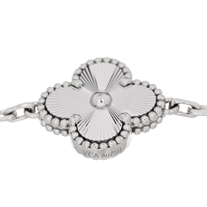 Van Cleef & Arpels 18K White Gold 5 Motifs Guilloche Vintage Alhambra Bracelet 4 of 5