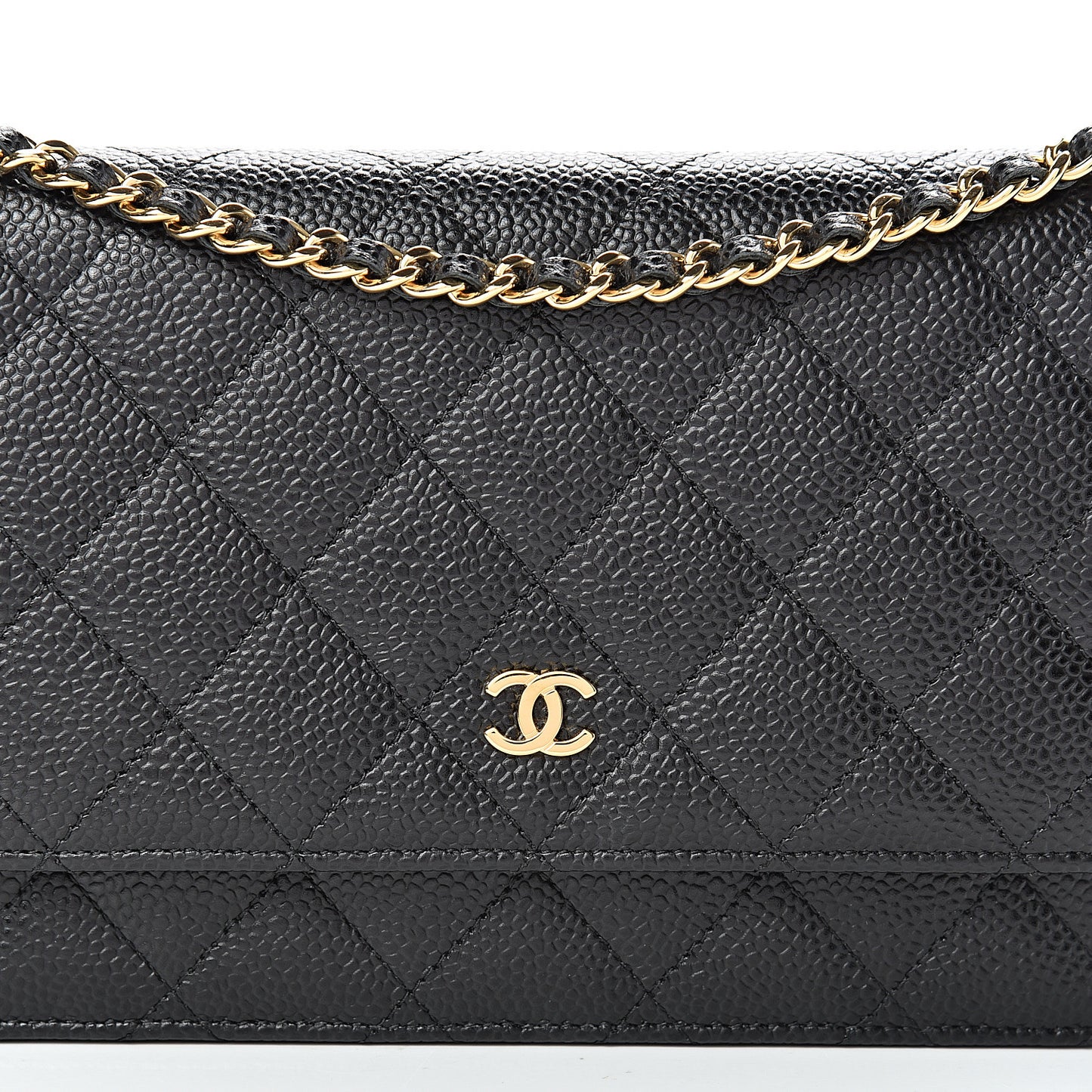 Caviar Quilted Wallet On Chain WOC Black